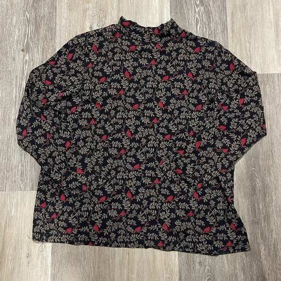 Croft & Barrow Mockneck Red Cardinal Bird Shirt - Size 2X - Picture 3 of 5
